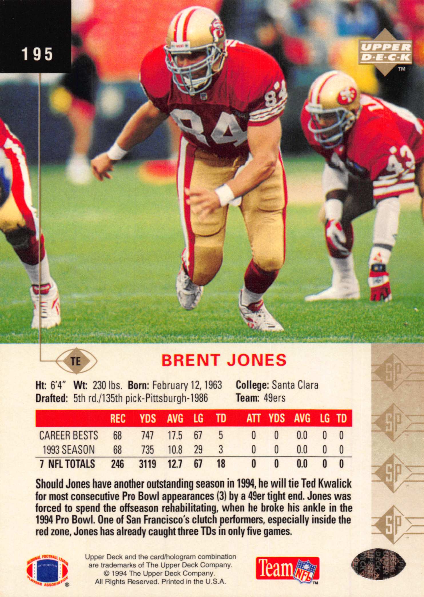 1994 SP (Upper Deck) Football "Main Set" Cards #1 to #200 Rookies and Veterans - Picture 383 of 393