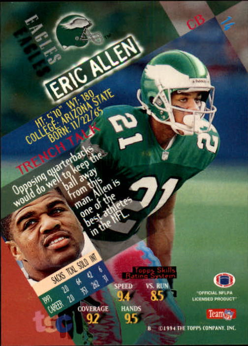 1994 Stadium Club Football "Main Set" Cards #1 to #250 Rookies and Veterans - Picture 29 of 497