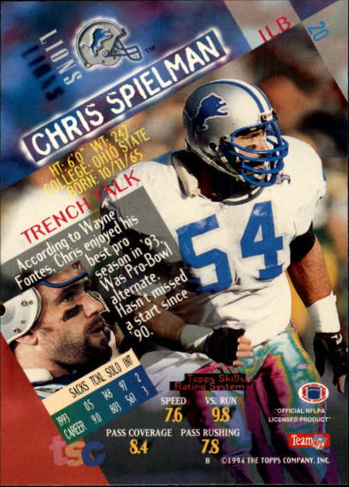 1994 Stadium Club Football "Main Set" Cards #1 to #250 Rookies and Veterans - Picture 41 of 497