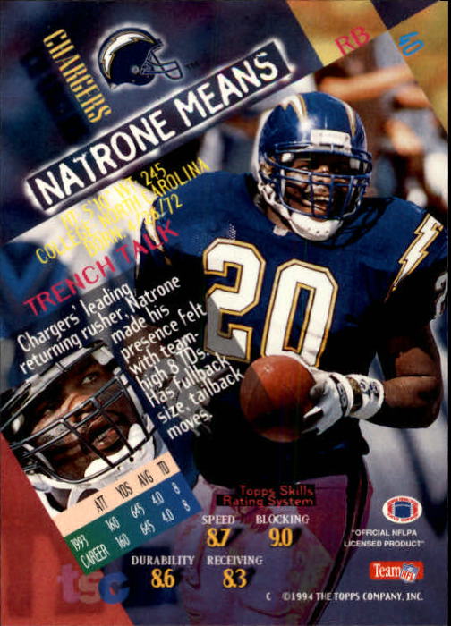 1994 Stadium Club Football "Main Set" Cards #1 to #250 Rookies and Veterans - Picture 81 of 497