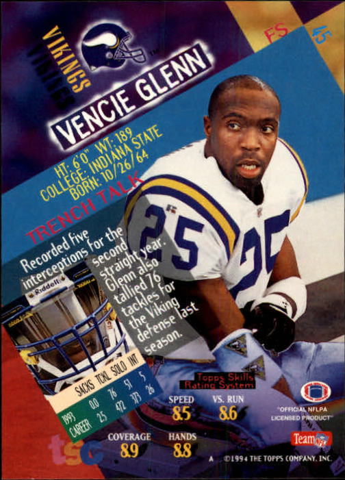 1994 Stadium Club Football "Main Set" Cards #1 to #250 Rookies and Veterans - Picture 91 of 497