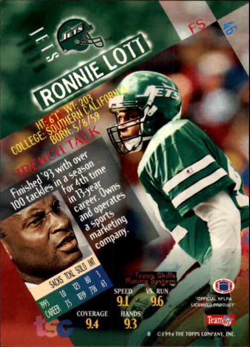 1994 Stadium Club Football "Main Set" Cards #1 to #250 Rookies and Veterans - Picture 93 of 497