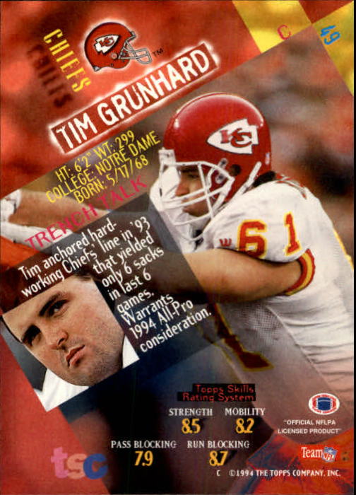 1994 Stadium Club Football "Main Set" Cards #1 to #250 Rookies and Veterans - Picture 99 of 497