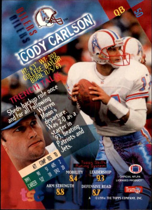 1994 Stadium Club Football "Main Set" Cards #1 to #250 Rookies and Veterans - Picture 101 of 497