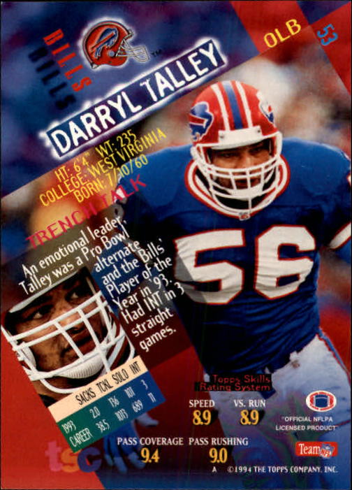 1994 Stadium Club Football "Main Set" Cards #1 to #250 Rookies and Veterans - Picture 107 of 497