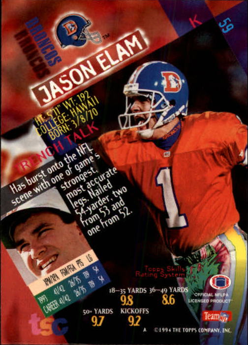 1994 Stadium Club Football "Main Set" Cards #1 to #250 Rookies and Veterans - Picture 119 of 497