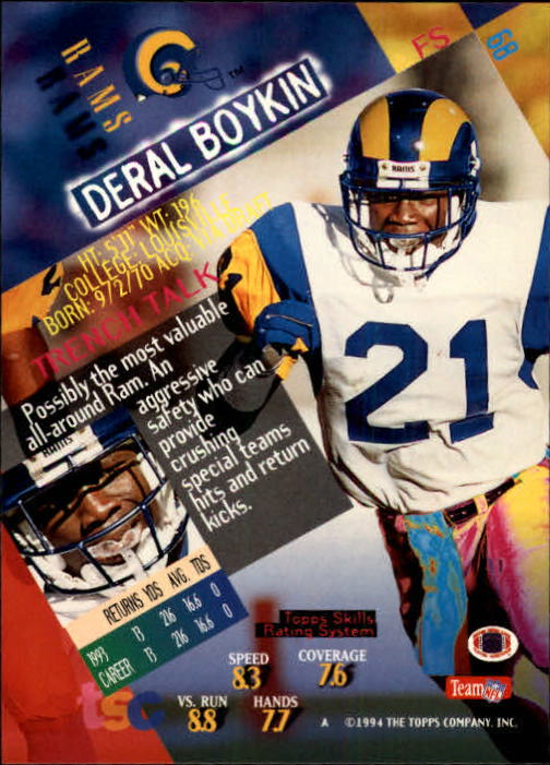 1994 Stadium Club Football "Main Set" Cards #1 to #250 Rookies and Veterans - Picture 137 of 497