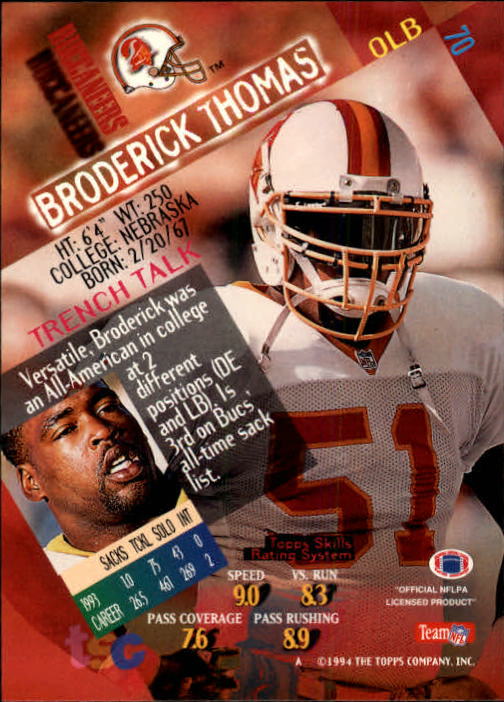 1994 Stadium Club Football "Main Set" Cards #1 to #250 Rookies and Veterans - Picture 141 of 497