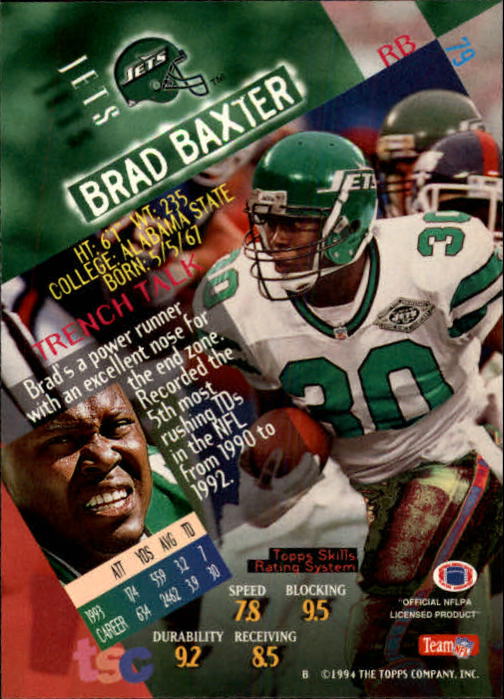 1994 Stadium Club Football "Main Set" Cards #1 to #250 Rookies and Veterans - Picture 159 of 497