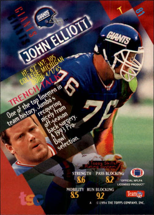 1994 Stadium Club Football "Main Set" Cards #1 to #250 Rookies and Veterans - Picture 163 of 497