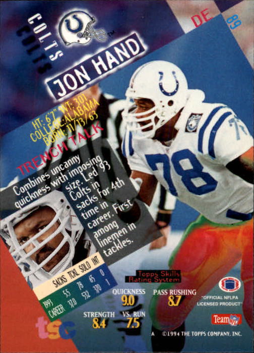 1994 Stadium Club Football "Main Set" Cards #1 to #250 Rookies and Veterans - Picture 179 of 497