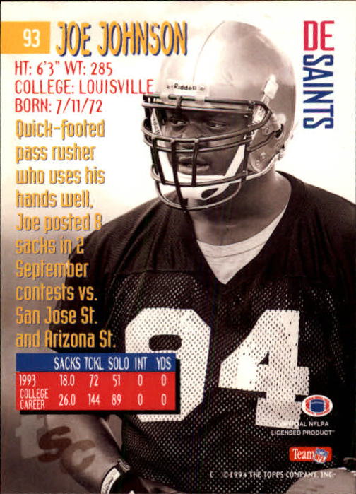 1994 Stadium Club Football "Main Set" Cards #1 to #250 Rookies and Veterans - Picture 187 of 497