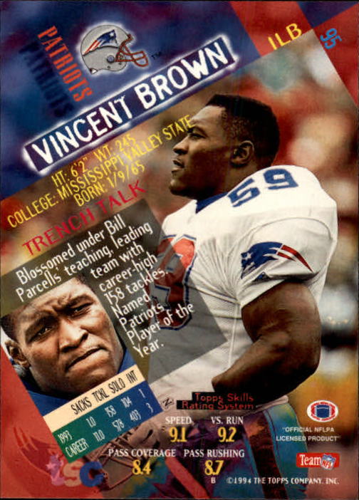 1994 Stadium Club Football "Main Set" Cards #1 to #250 Rookies and Veterans - Picture 191 of 497