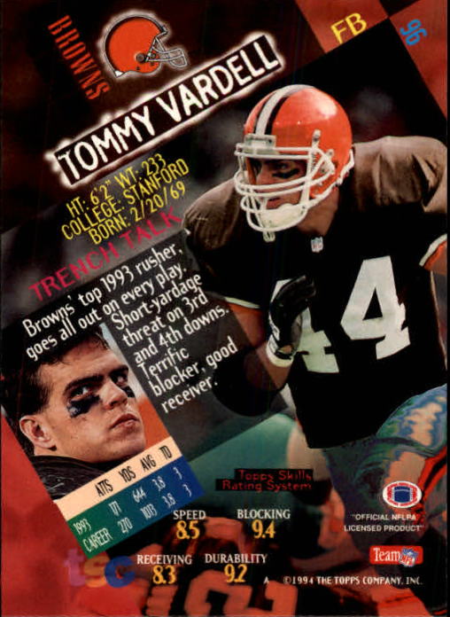 1994 Stadium Club Football "Main Set" Cards #1 to #250 Rookies and Veterans - Picture 193 of 497