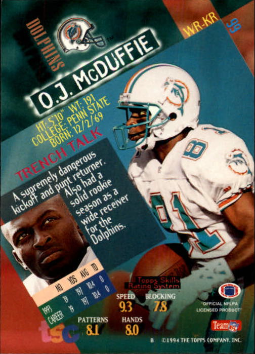 1994 Stadium Club Football "Main Set" Cards #1 to #250 Rookies and Veterans - Picture 199 of 497