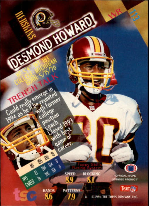 1994 Stadium Club Football "Main Set" Cards #1 to #250 Rookies and Veterans - Picture 227 of 497