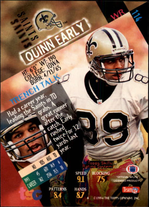 1994 Stadium Club Football "Main Set" Cards #1 to #250 Rookies and Veterans - Picture 229 of 497