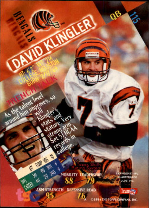 1994 Stadium Club Football "Main Set" Cards #1 to #250 Rookies and Veterans - Picture 231 of 497