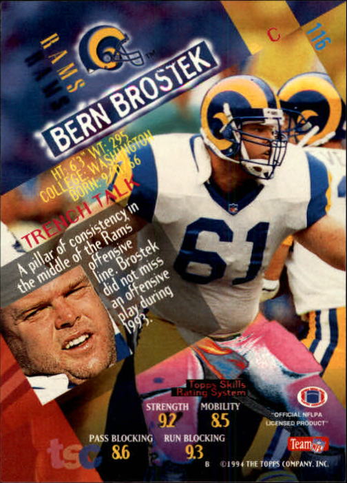 1994 Stadium Club Football "Main Set" Cards #1 to #250 Rookies and Veterans - Picture 233 of 497