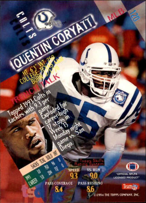 1994 Stadium Club Football "Main Set" Cards #1 to #250 Rookies and Veterans - Picture 241 of 497