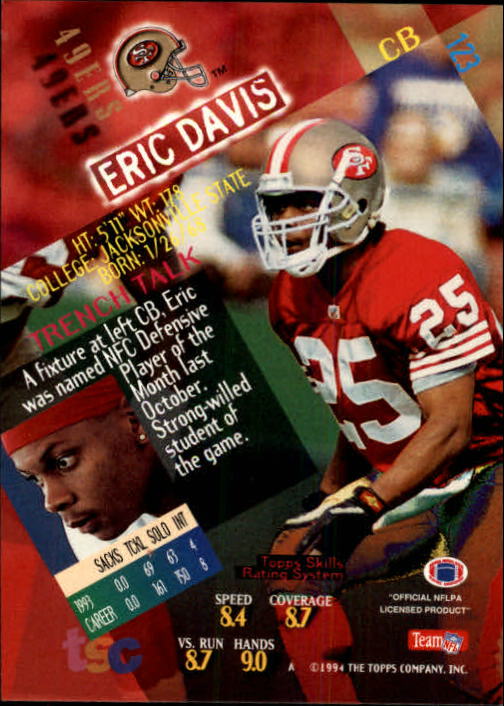 1994 Stadium Club Football "Main Set" Cards #1 to #250 Rookies and Veterans - Picture 247 of 497