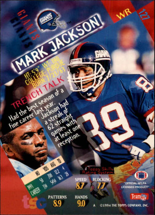 1994 Stadium Club Football "Main Set" Cards #1 to #250 Rookies and Veterans - Picture 255 of 497