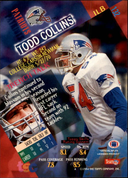 1994 Stadium Club Football "Main Set" Cards #1 to #250 Rookies and Veterans - Picture 265 of 497