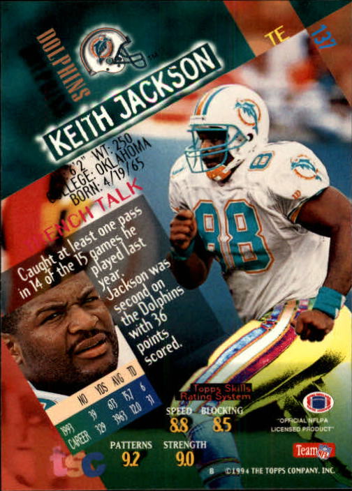 1994 Stadium Club Football "Main Set" Cards #1 to #250 Rookies and Veterans - Picture 273 of 497