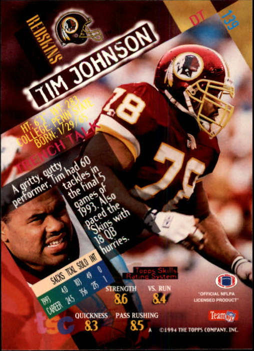 1994 Stadium Club Football "Main Set" Cards #1 to #250 Rookies and Veterans - Picture 277 of 497