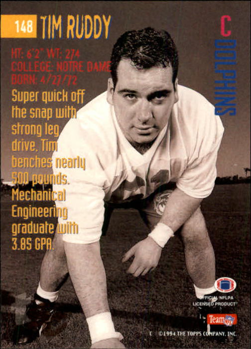 1994 Stadium Club Football "Main Set" Cards #1 to #250 Rookies and Veterans - Picture 295 of 497