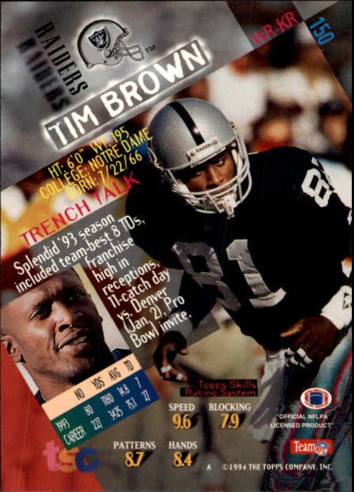 1994 Stadium Club Football "Main Set" Cards #1 to #250 Rookies and Veterans - Picture 299 of 497