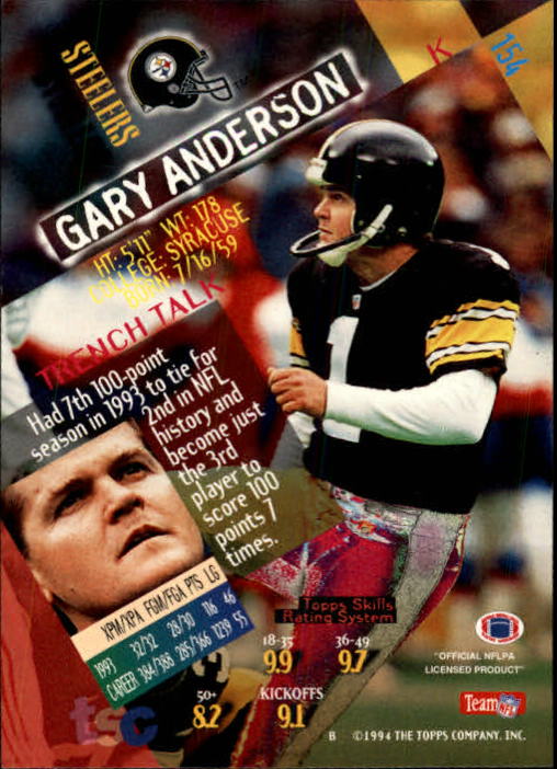 1994 Stadium Club Football "Main Set" Cards #1 to #250 Rookies and Veterans - Picture 307 of 497