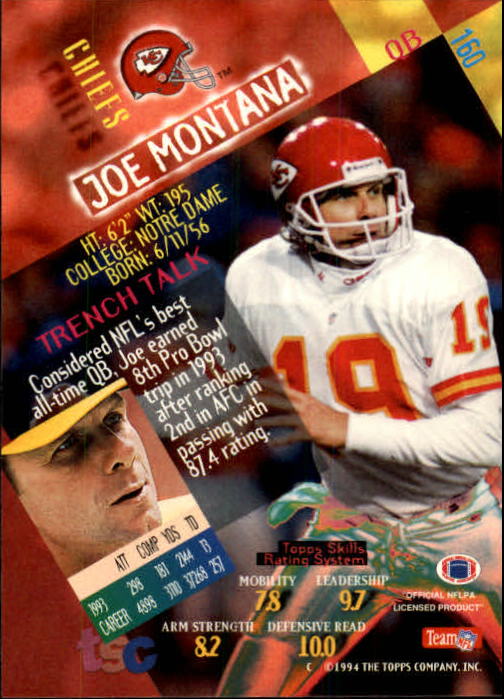 1994 Stadium Club Football "Main Set" Cards #1 to #250 Rookies and Veterans - Picture 319 of 497