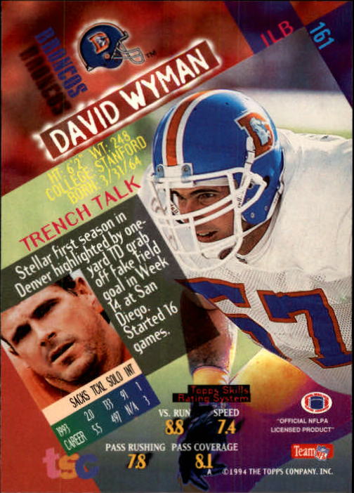 1994 Stadium Club Football "Main Set" Cards #1 to #250 Rookies and Veterans - Picture 321 of 497