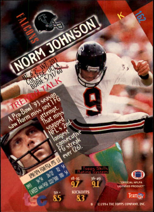 1994 Stadium Club Football "Main Set" Cards #1 to #250 Rookies and Veterans - Picture 323 of 497