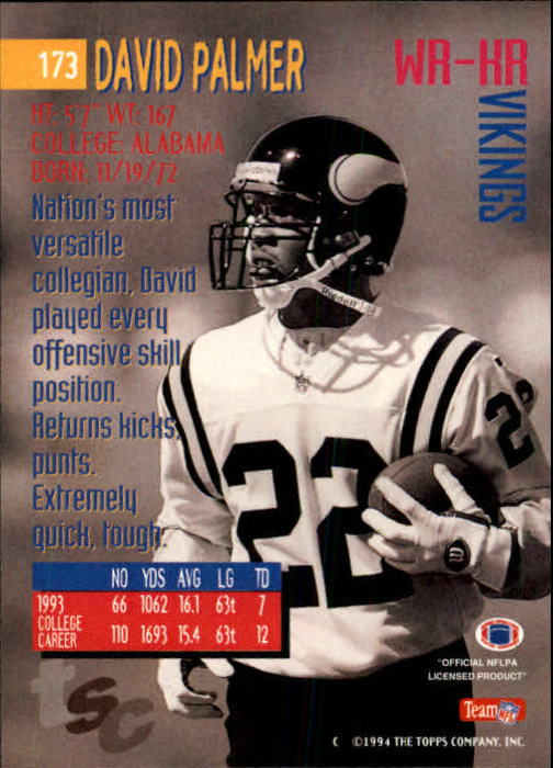1994 Stadium Club Football "Main Set" Cards #1 to #250 Rookies and Veterans - Picture 343 of 497