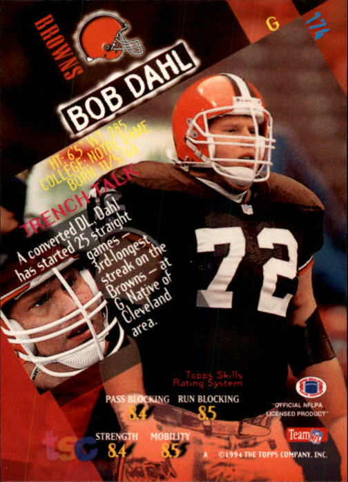 1994 Stadium Club Football "Main Set" Cards #1 to #250 Rookies and Veterans - Picture 345 of 497