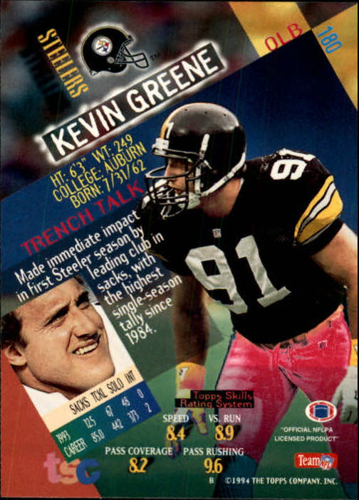1994 Stadium Club Football "Main Set" Cards #1 to #250 Rookies and Veterans - Picture 357 of 497
