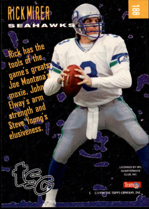 1994 Stadium Club Football "Main Set" Cards #1 to #250 Rookies and Veterans - Picture 373 of 497