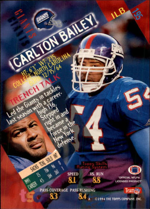1994 Stadium Club Football "Main Set" Cards #1 to #250 Rookies and Veterans - Picture 387 of 497