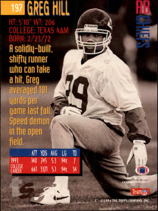 1994 Stadium Club Football "Main Set" Cards #1 to #250 Rookies and Veterans - Picture 391 of 497
