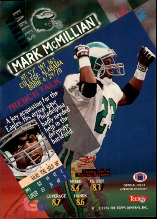1994 Stadium Club Football "Main Set" Cards #1 to #250 Rookies and Veterans - Picture 393 of 497