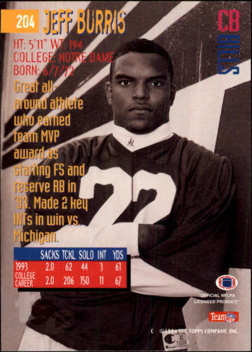 1994 Stadium Club Football "Main Set" Cards #1 to #250 Rookies and Veterans - Picture 405 of 497