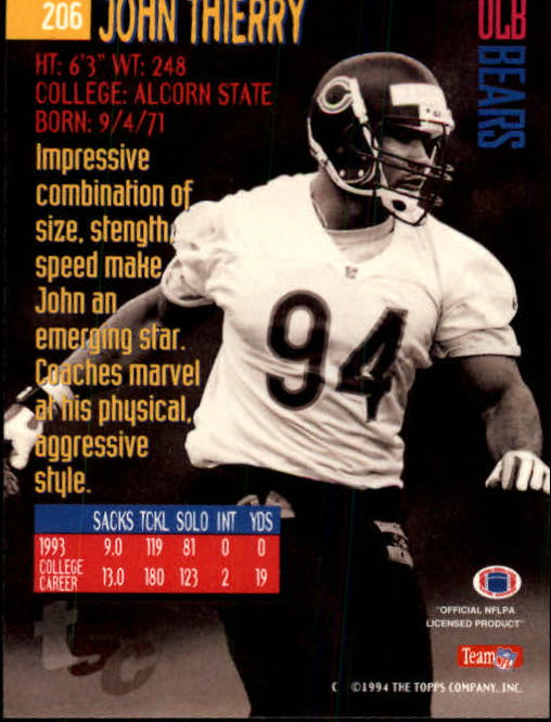 1994 Stadium Club Football "Main Set" Cards #1 to #250 Rookies and Veterans - Picture 409 of 497