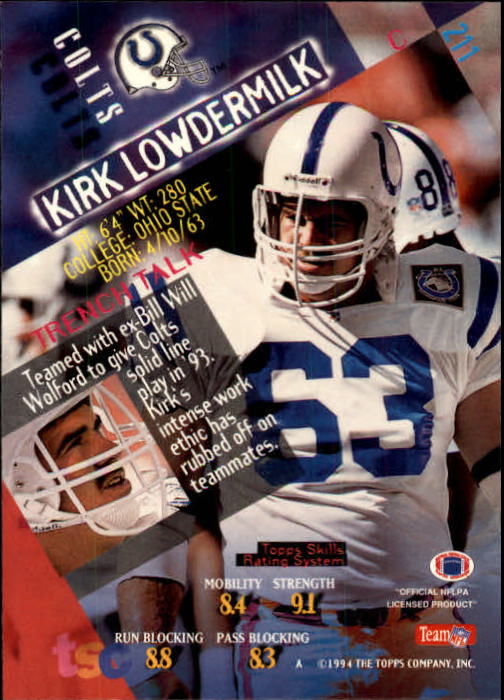 1994 Stadium Club Football "Main Set" Cards #1 to #250 Rookies and Veterans - Picture 419 of 497