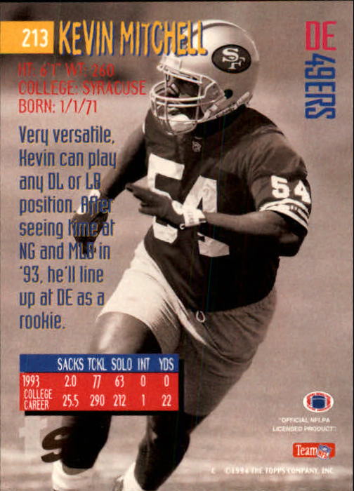1994 Stadium Club Football "Main Set" Cards #1 to #250 Rookies and Veterans - Picture 423 of 497