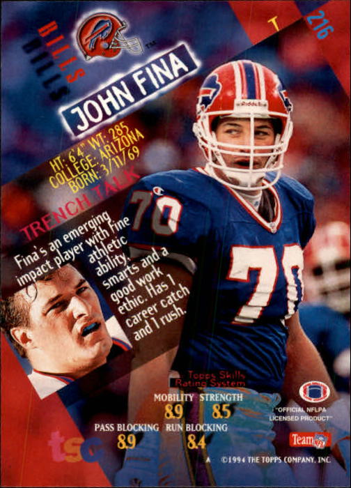 1994 Stadium Club Football "Main Set" Cards #1 to #250 Rookies and Veterans - Picture 429 of 497