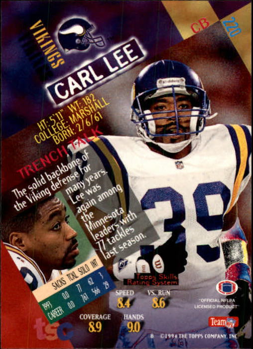 1994 Stadium Club Football "Main Set" Cards #1 to #250 Rookies and Veterans - Picture 437 of 497
