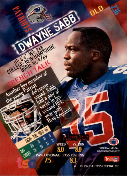 1994 Stadium Club Football "Main Set" Cards #1 to #250 Rookies and Veterans - Picture 469 of 497