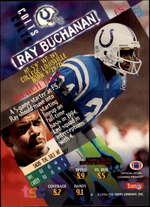 1994 Stadium Club Football "Main Set" Cards #1 to #250 Rookies and Veterans - Picture 475 of 497